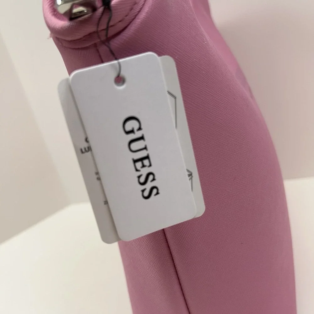 GUESS Insulated Lunch Tote Bag Top Handle Pink PVC Cooler School Travel Office